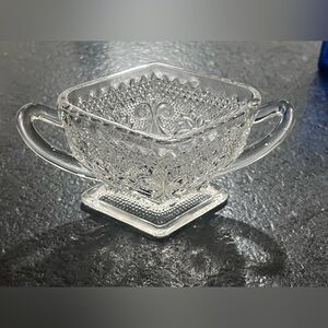 Indiana Glass Vintage Cream and Sugar set Sandwich glass Diamond Shape.